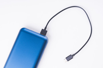 powerbank, close- up on a white background, selective focus