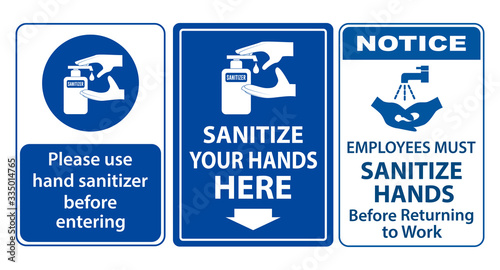 Fotografía set of mandatory sign or warning sign corona virus poster or 2019-ncov viruses from wuhan city or wash your hand sign concept