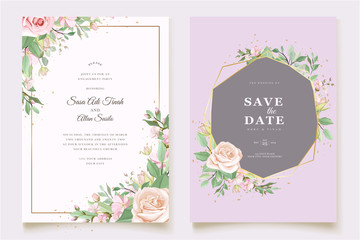 Elegant minimalistic floral wedding invitation template