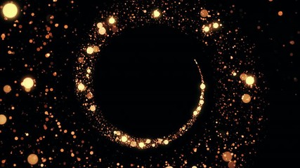 Poster - Abstract award background with golden particles. Countdown vortex for holiday concept. Seamless loop.
