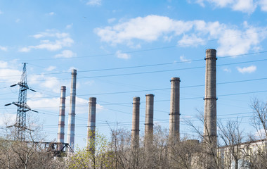 Chimneys of a thermal power plant