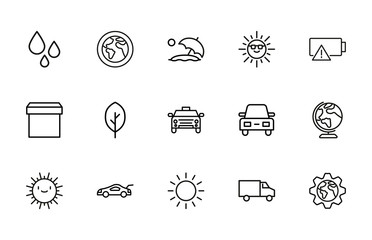 Sticker - Modern thin line icons set of global warming.