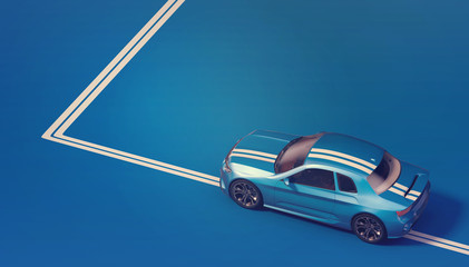 3D rendering of a brand-less generic concept car in studio environment