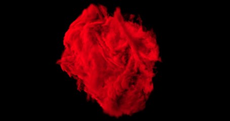 Poster - Isolated abstract red smoke with turbulent motion, Multi-color powder, fog, smoke explosion. alpha channel with black/white matte for post-production, digital composition. 3D render