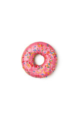 Closeup shot of yummy, tasty fresh donut isolated on background background