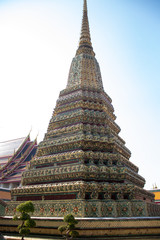 A beautiful view of Wat Pho buddhist temple in Bangkok, Thailand.