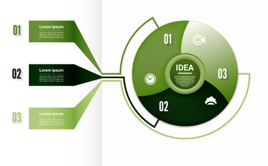 Vector circle infographic. Template for diagram, graph, presentation and chart. Business concept with three options, parts, steps or processes. Abstract background.