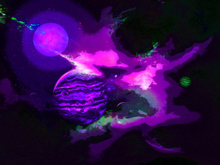 Wall Mural - abstract purple planet in space portrait
