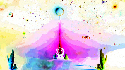 Wall Mural - power exchange abstract exoplanet landscape