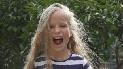girl screaming in the garden