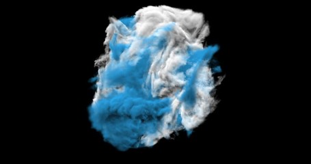 Poster - Isolated abstract red smoke with turbulent motion, Multi-color powder, fog, smoke explosion. alpha channel with black/white matte for post-production, digital composition. 3D render loop