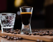 espresso shot on a wooden table 