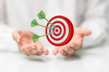 Poster - dart target arrow hitting on bullseye which is the ultimate goal that everyone wants.