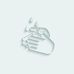 Poster - paper wash hands vector icon. stop covid 19,  coronavirus 