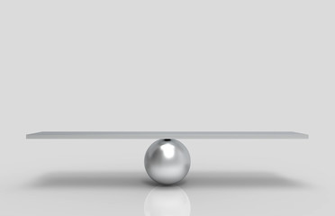 Wall Mural - 3d rendering. empty blank aluminium silver sphere balance scale on white background.