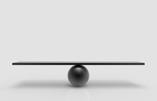3d Rendering. Empty Blank Black Metal Sphere Balance Scale On White Background.