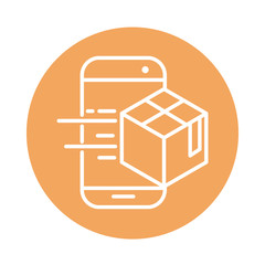 Poster - smartphone app box cargo shipping related delivery block style icon