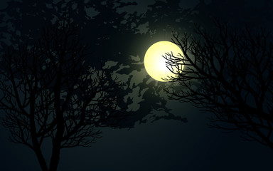 Wall Mural - moon and trees
