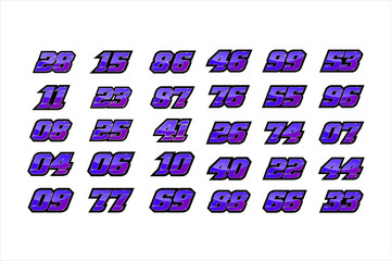 Set of racing number, start racing number, sport race number with halftone dots style vector illustration eps 10