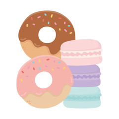 Sticker - donuts and macaroons sweet candy confectionery isolated icon