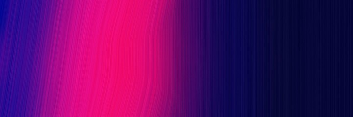 Poster - abstract surreal designed horizontal banner with very dark blue, medium violet red and purple colors. elegant curved lines with fluid flowing waves and curves