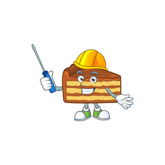 Sticker - Smart automotive chocolate slice cake presented in mascot design style