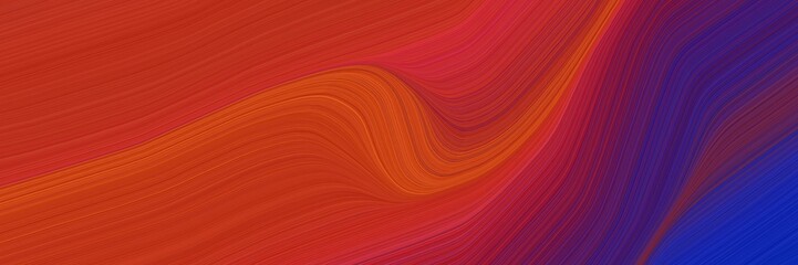 Poster - abstract artistic designed horizontal banner with firebrick, midnight blue and old mauve colors. dynamic curved lines with fluid flowing waves and curves