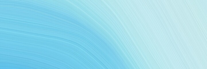 Poster - abstract colorful designed horizontal header with sky blue, pale turquoise and powder blue colors. elegant curved lines with fluid flowing waves and curves