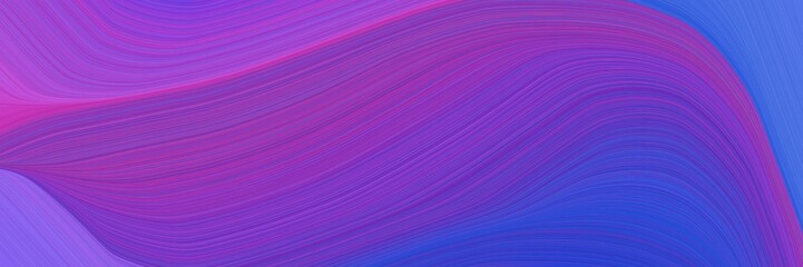 Poster - abstract surreal designed horizontal banner with moderate violet, royal blue and medium orchid colors. elegant curved lines with fluid flowing waves and curves