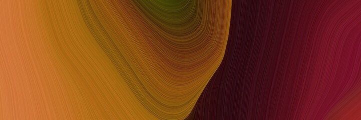 Poster - abstract decorative designed horizontal banner with dark red, coffee and brown colors. elegant curved lines with fluid flowing waves and curves