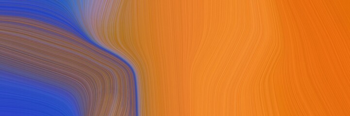 Poster - abstract moving designed horizontal header with bronze, dark slate blue and pastel brown colors. dynamic curved lines with fluid flowing waves and curves