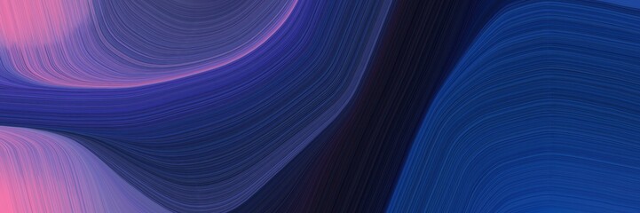 Poster - abstract artistic designed horizontal header with midnight blue, medium orchid and very dark blue colors. elegant curved lines with fluid flowing waves and curves