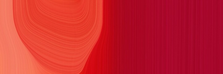 Poster - abstract dynamic designed horizontal banner with tomato, firebrick and crimson colors. elegant curved lines with fluid flowing waves and curves