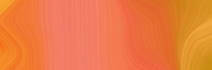 Poster - abstract moving designed horizontal header with bronze, tomato and salmon colors. dynamic curved lines with fluid flowing waves and curves