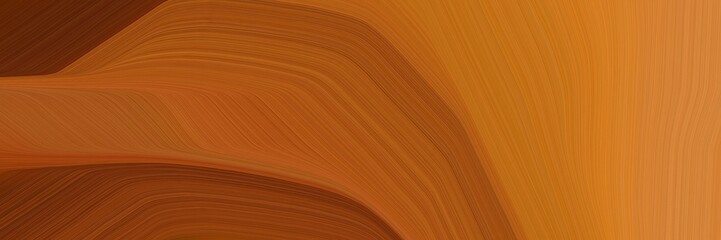 Poster - abstract dynamic designed horizontal header with sienna, chocolate and bronze colors. elegant curved lines with fluid flowing waves and curves