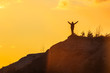 © evgris - man at the top of the mountain at sunset success