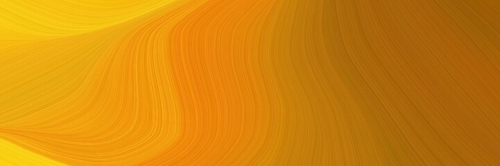 Poster - abstract surreal designed horizontal header with golden rod, dark orange and amber colors. dynamic curved lines with fluid flowing waves and curves