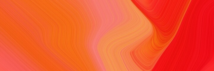 Poster - abstract flowing designed horizontal header with tomato, red and salmon colors. dynamic curved lines with fluid flowing waves and curves