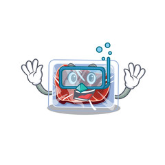 Sticker - Frozen beef mascot design concept wearing diving glasses