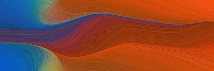 Poster - abstract dynamic curved lines modern header with saddle brown, teal blue and orange red colors