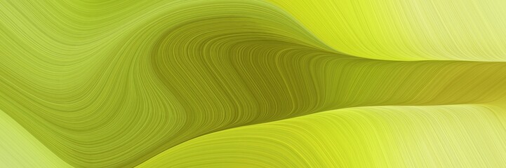 Poster - abstract dynamic curved lines surreal horizontal banner with yellow green, khaki and olive colors. elegant curved lines with fluid flowing waves and curves