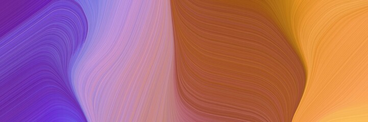 Poster - abstract dynamic curved lines colorful designed horizontal banner with medium purple, sienna and sandy brown colors. elegant curved lines with fluid flowing waves and curves