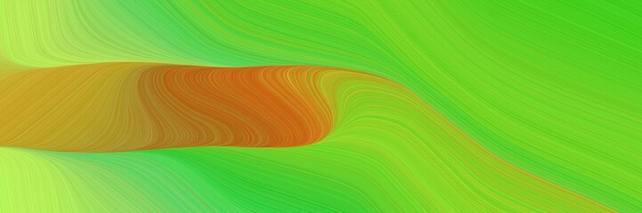 Poster - abstract dynamic curved lines artistic designed horizontal banner with moderate green, golden rod and yellow green colors. elegant curved lines with fluid flowing waves and curves