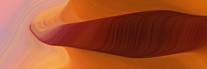 Poster - abstract dynamic curved lines artistic header with saddle brown, dark red and dark salmon colors. elegant curved lines with fluid flowing waves and curves