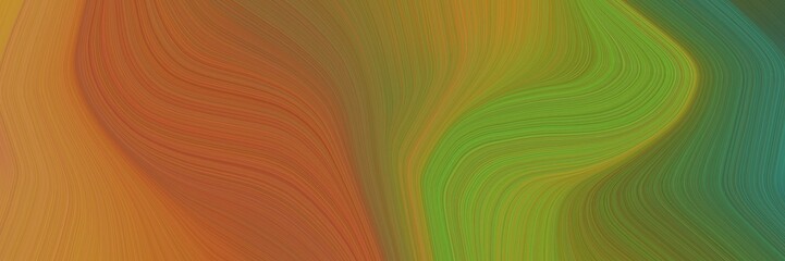 Poster - abstract dynamic curved lines modern horizontal banner with sienna, sea green and olive drab colors