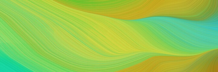 Poster - abstract dynamic curved lines flowing header design with yellow green, light sea green and pastel orange colors. elegant curved lines with fluid flowing waves and curves