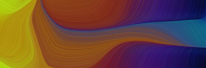 Poster - abstract dynamic curved lines flowing designed horizontal banner with brown, saddle brown and midnight blue colors. elegant curved lines with fluid flowing waves and curves