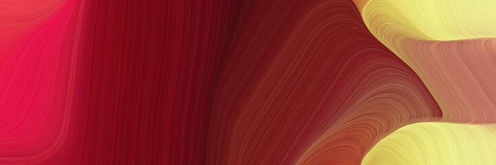 Poster - abstract dynamic curved lines decorative banner design with dark pink, khaki and dark red colors