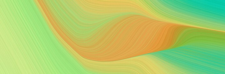 Poster - abstract dynamic curved lines colorful header with dark khaki, light sea green and pastel green colors