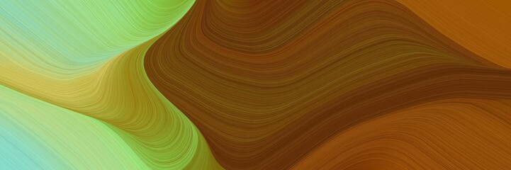 Poster - abstract dynamic curved lines dynamic designed horizontal banner with dark sea green, chocolate and olive drab colors